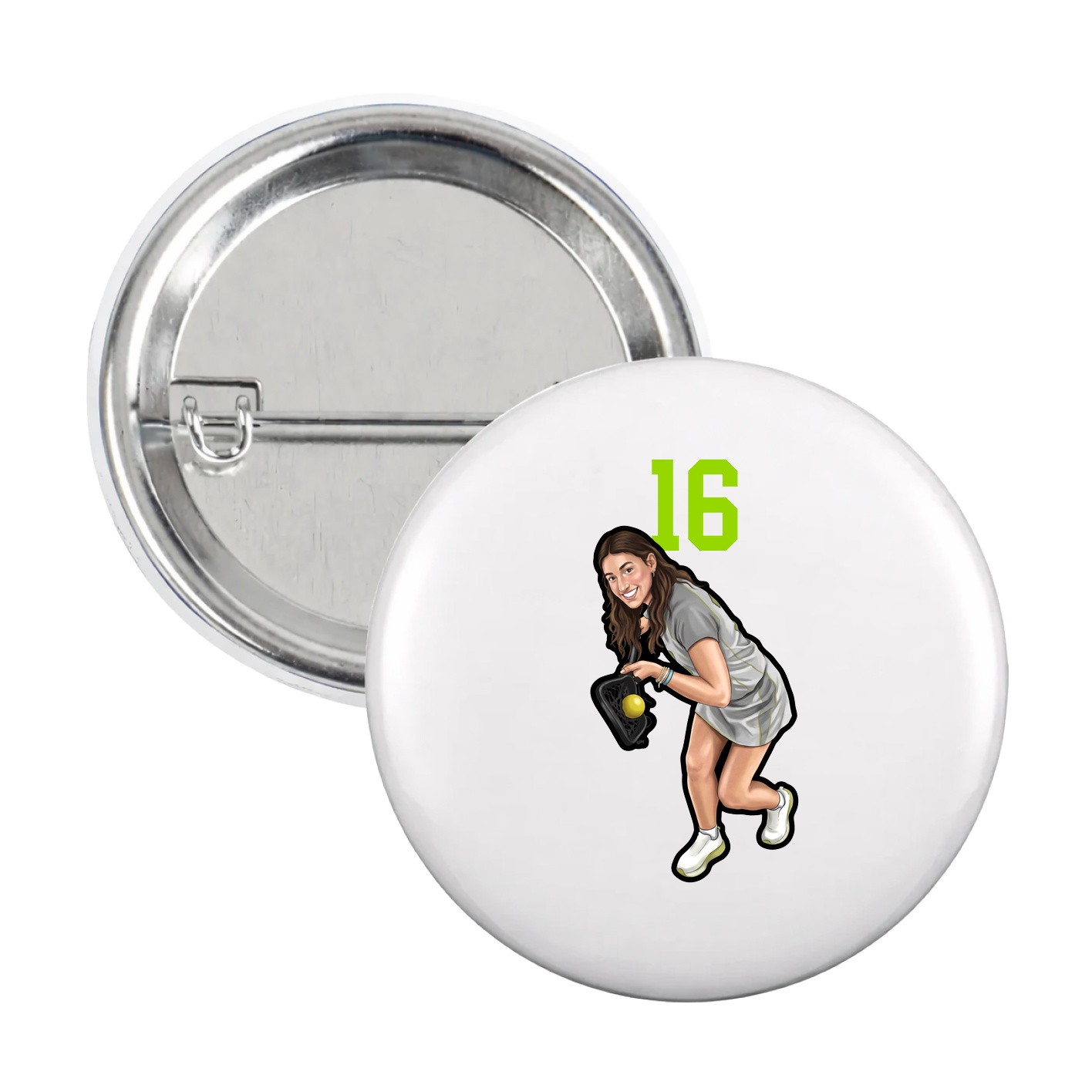 Game Day Button — Number Top in White