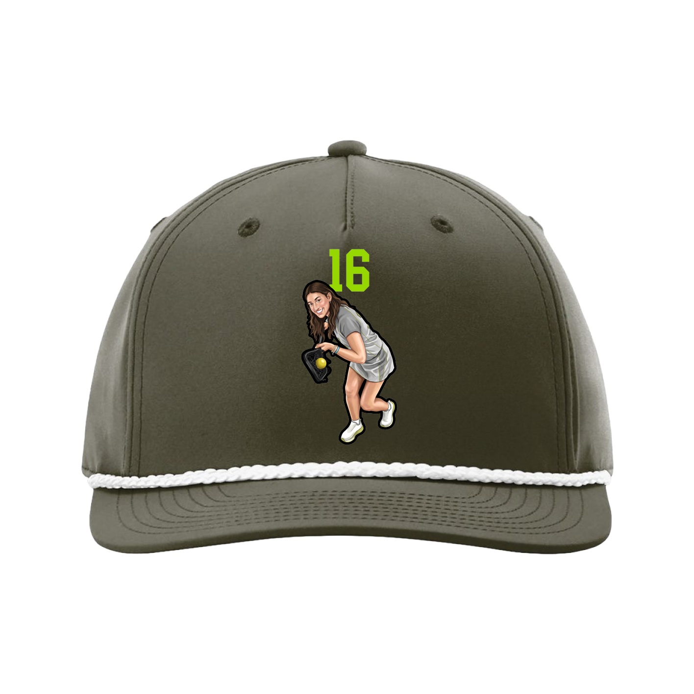 Five-Panel Classic Rope Cap — Number Top in Green
