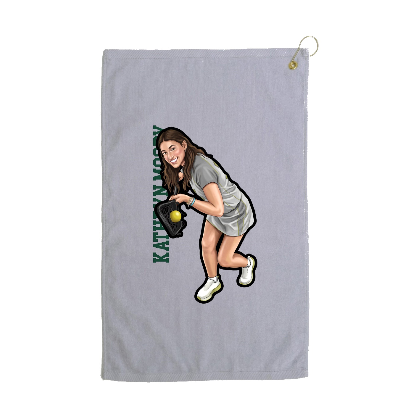 Golf Towel — Name Vertical in Grey