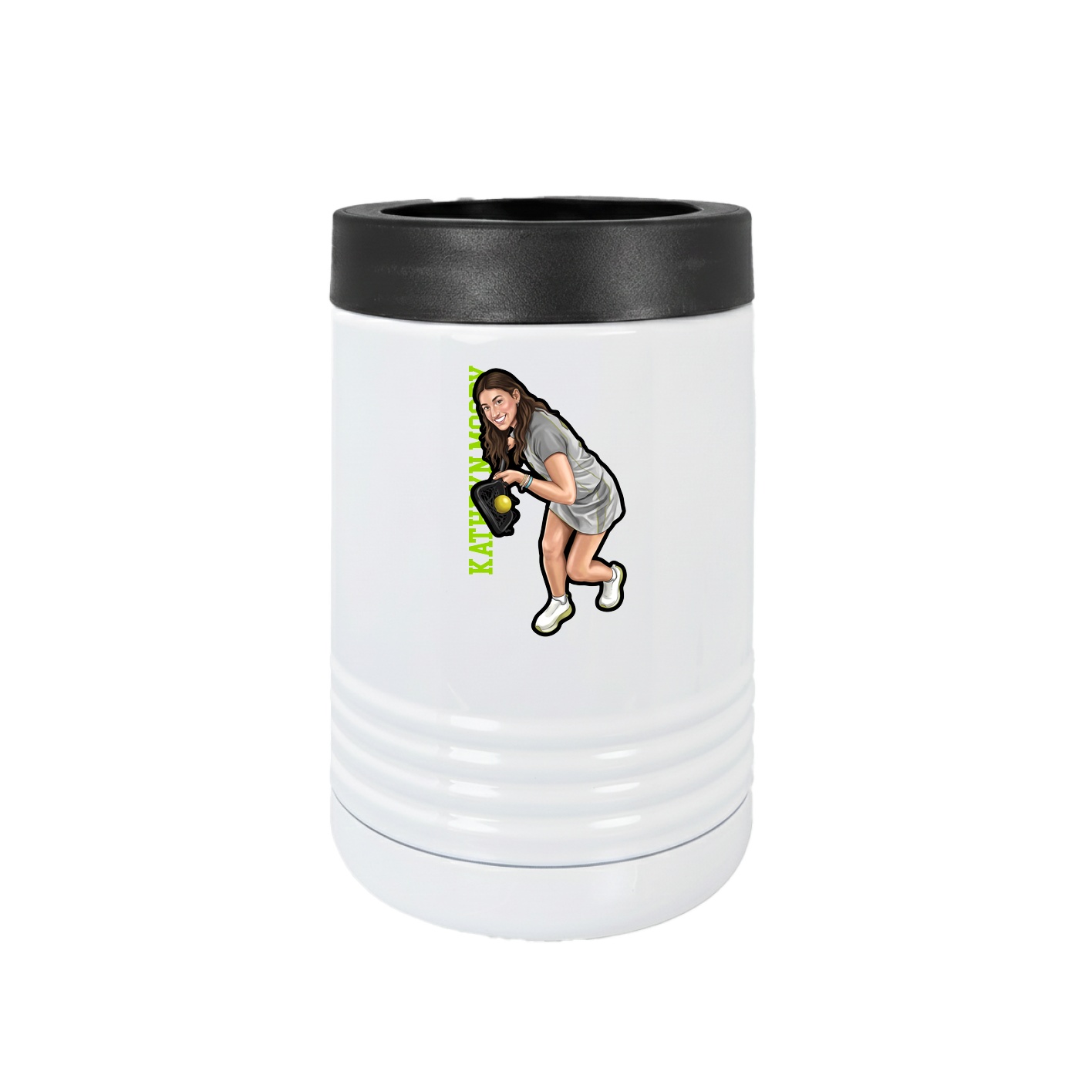 Beverage Holder — Name Vertical in White