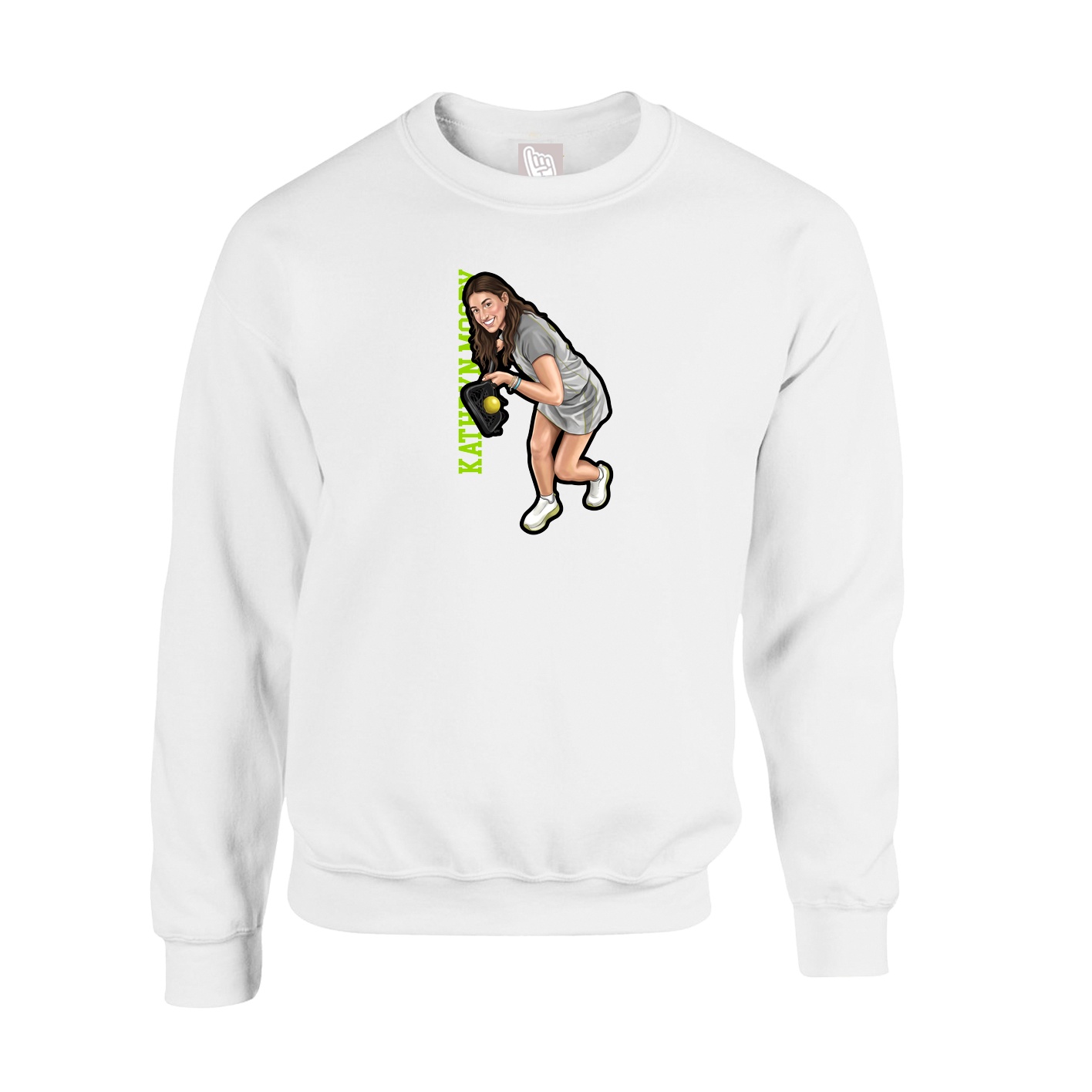 Fleece Crew — Name Vertical in White