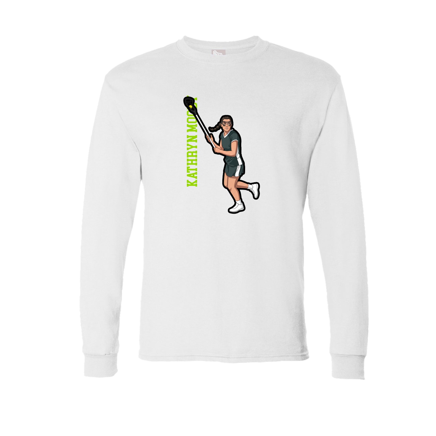 Long Sleeve Tee — Name Vertical in White