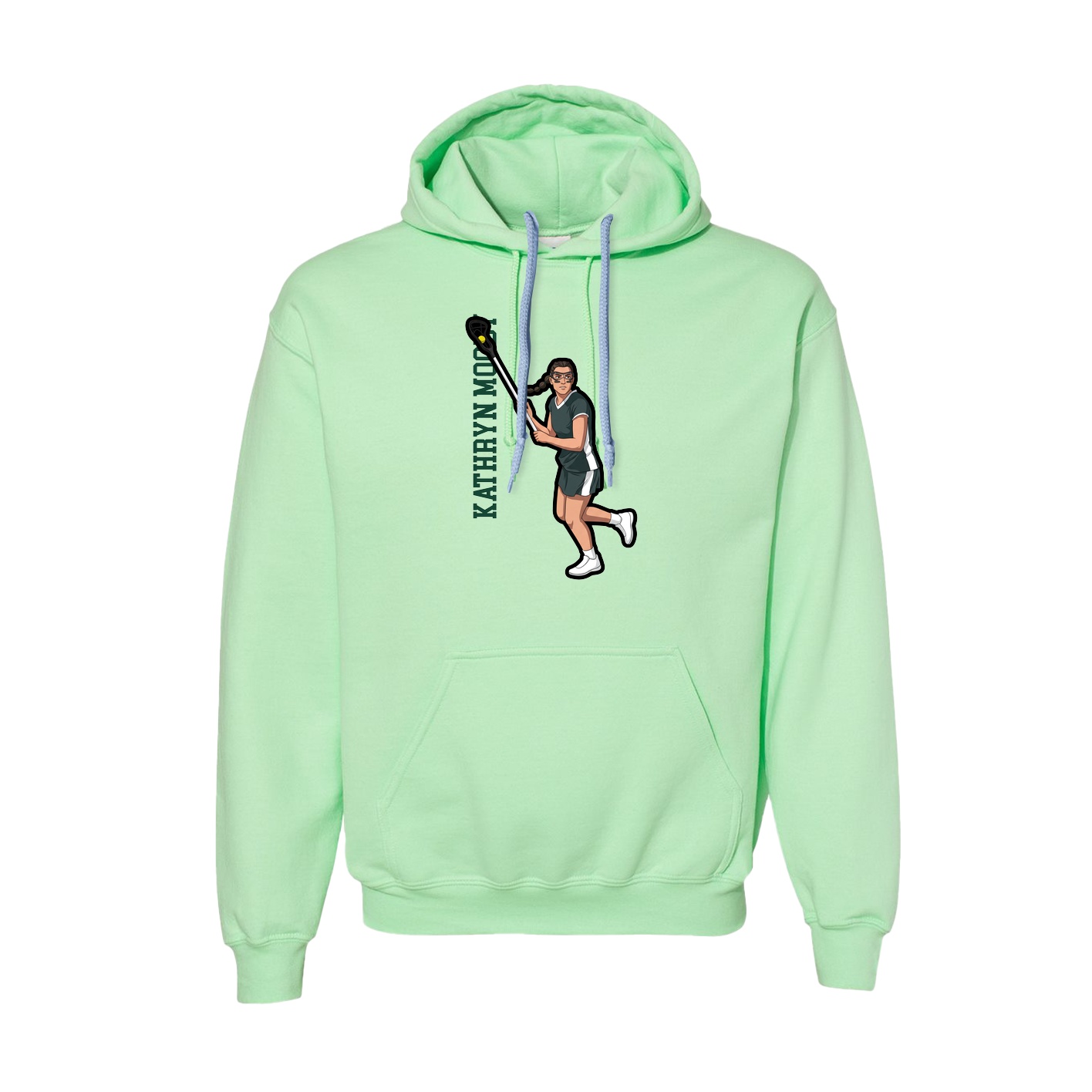 Hoodie — Name Vertical in Green