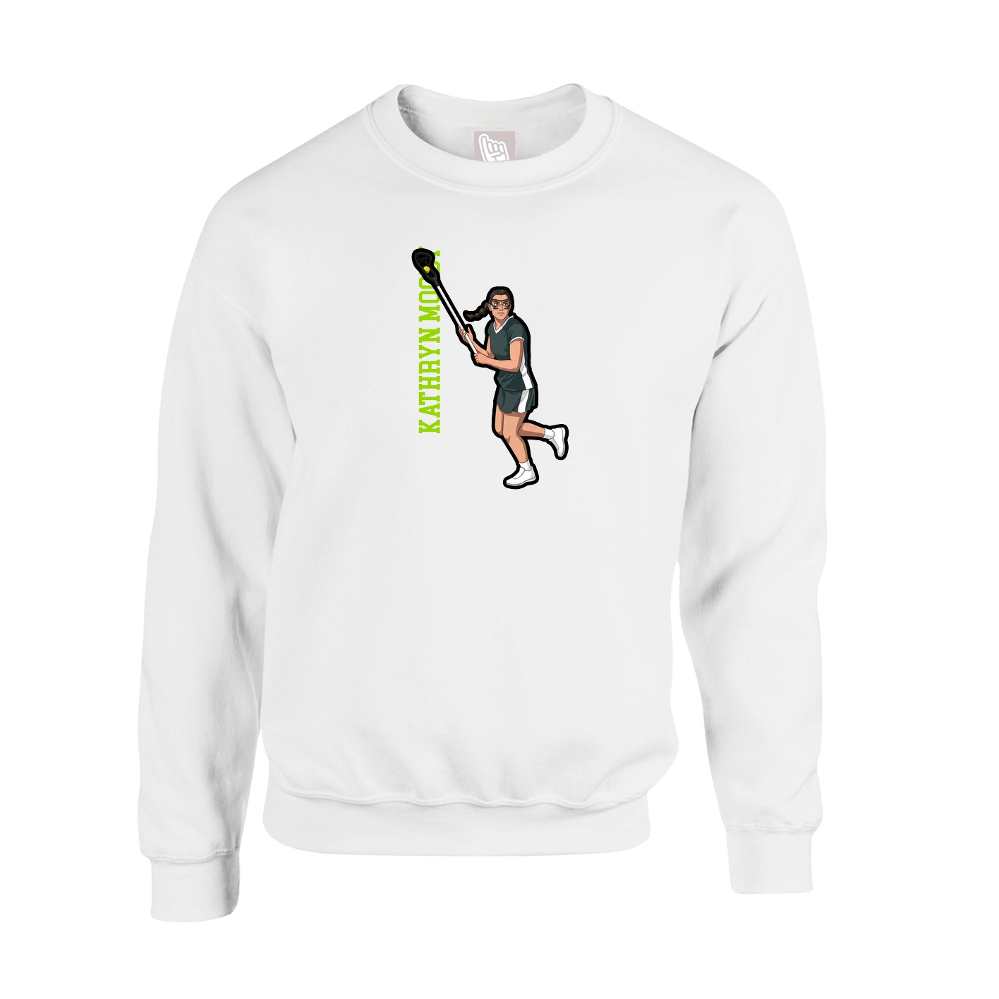 Fleece Crew — Name Vertical in White