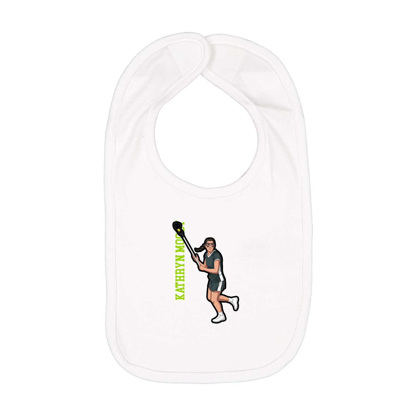 Infant Bib — Name Vertical in White