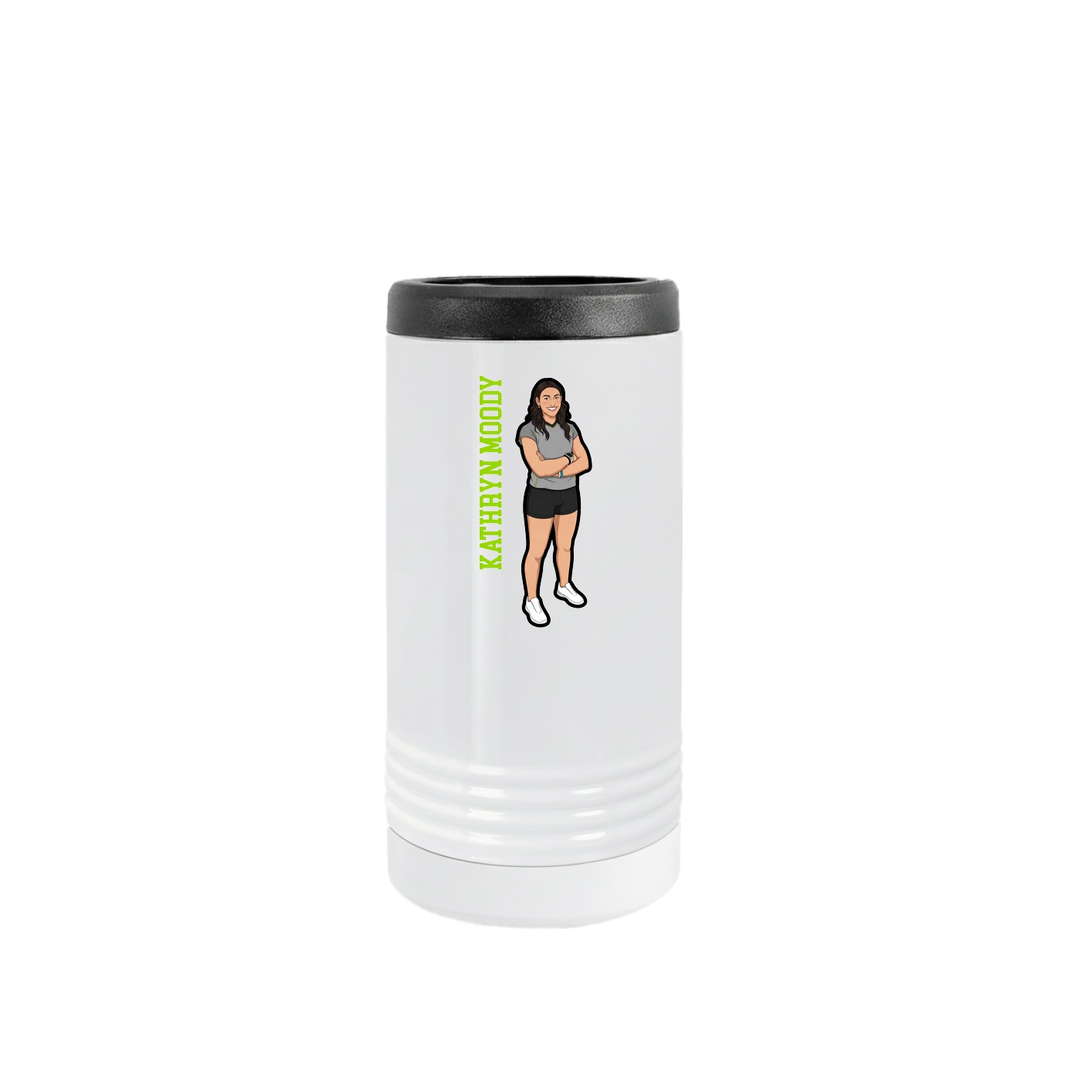 Slim Beverage Holder — Name Vertical in White