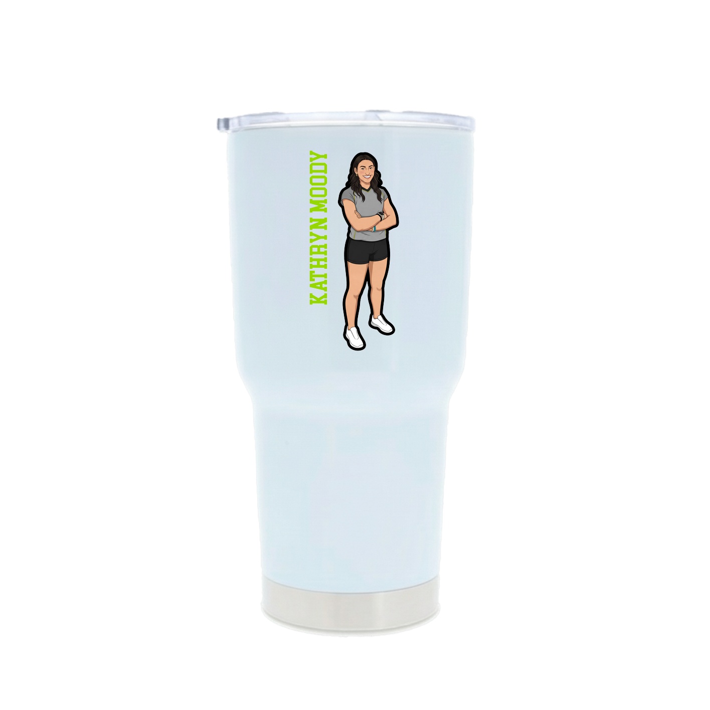 30oz Stainless Steel Tumbler — Name Vertical in White