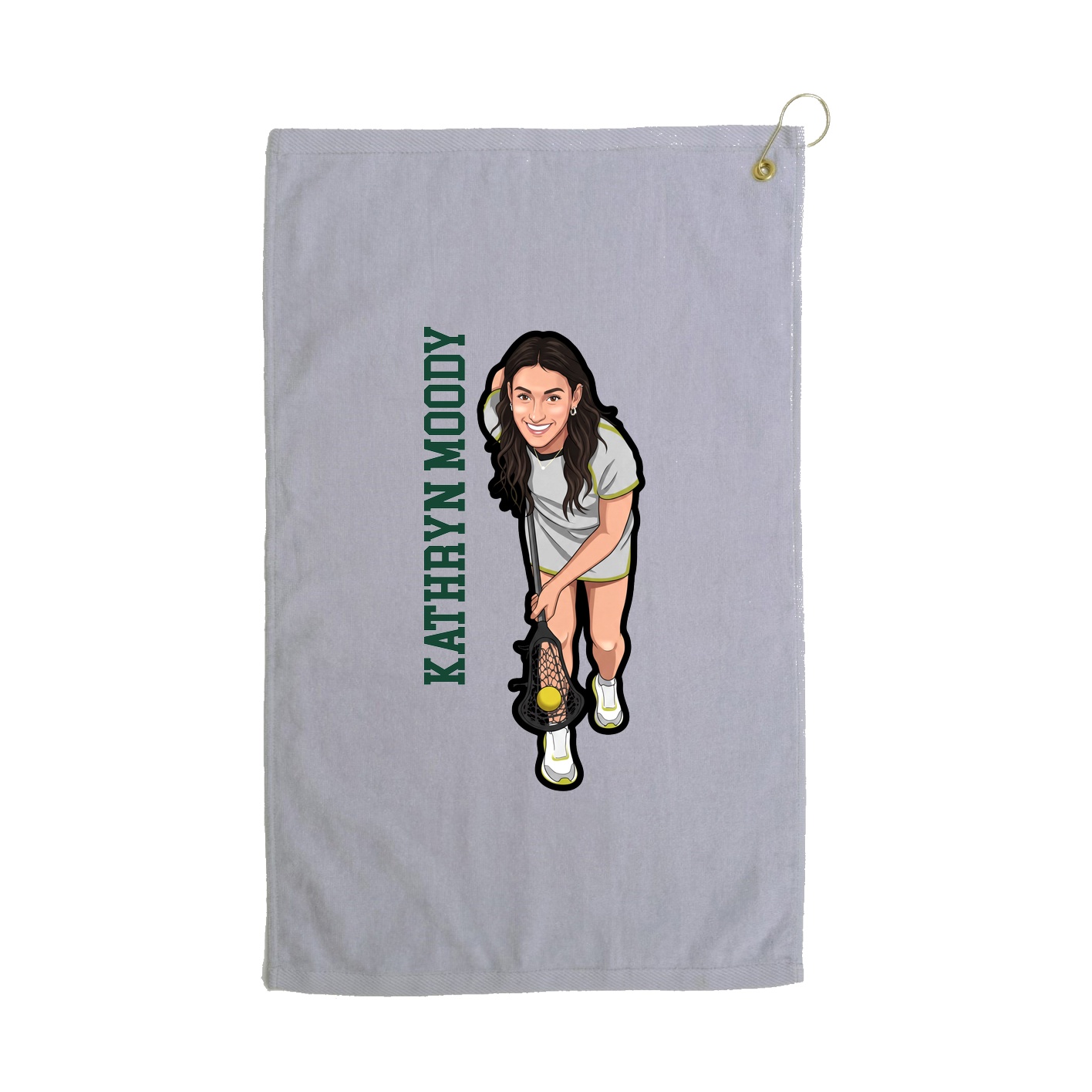 Golf Towel — Name Vertical in Grey