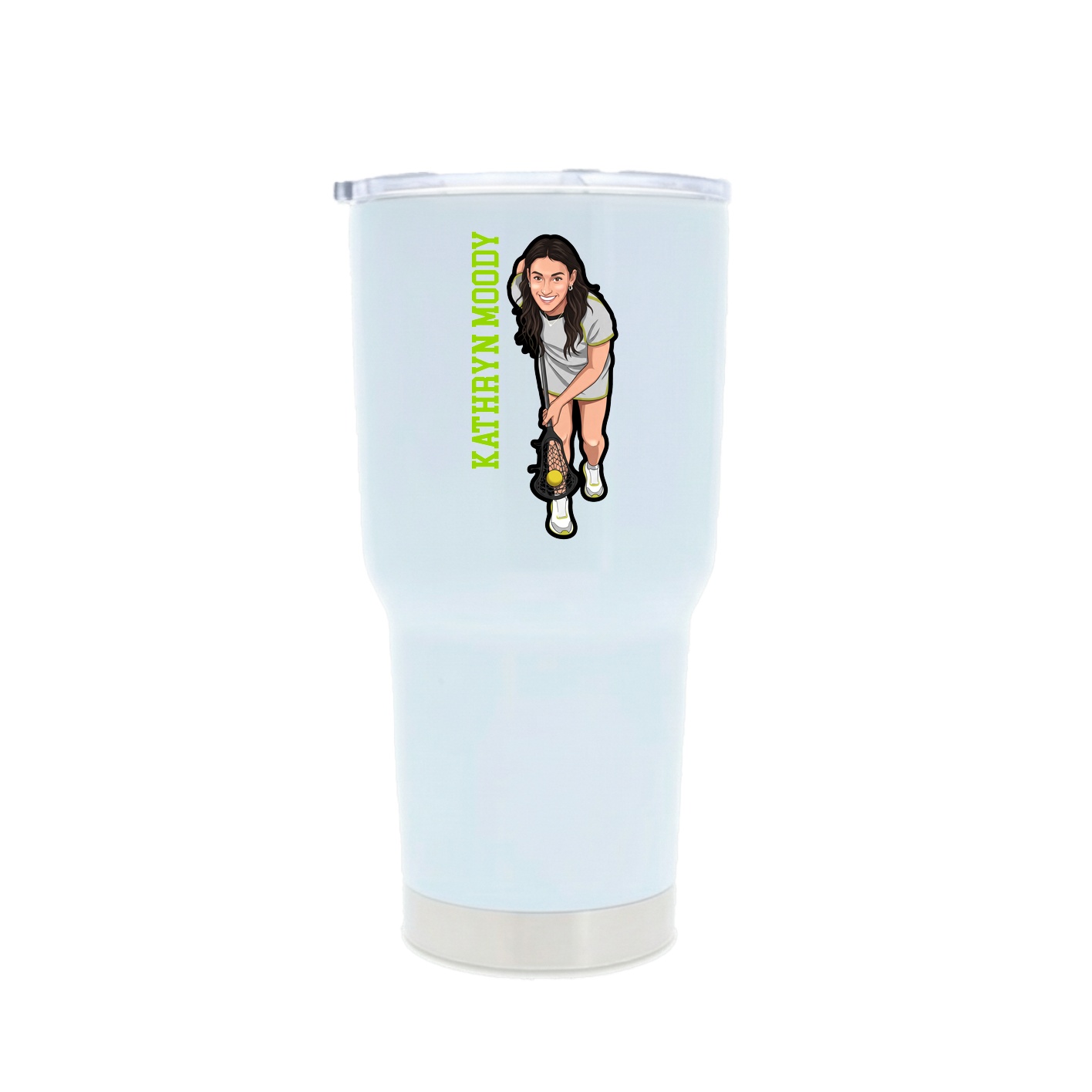 30oz Stainless Steel Tumbler — Name Vertical in White