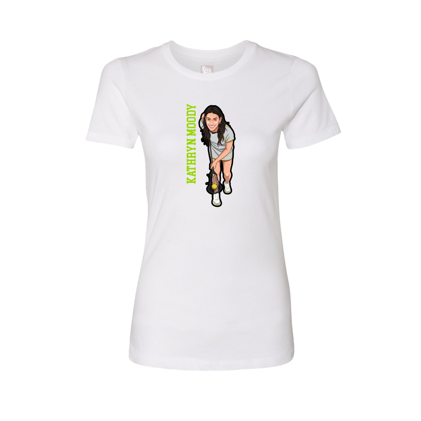 Fitted Women's Tee — Name Vertical in White