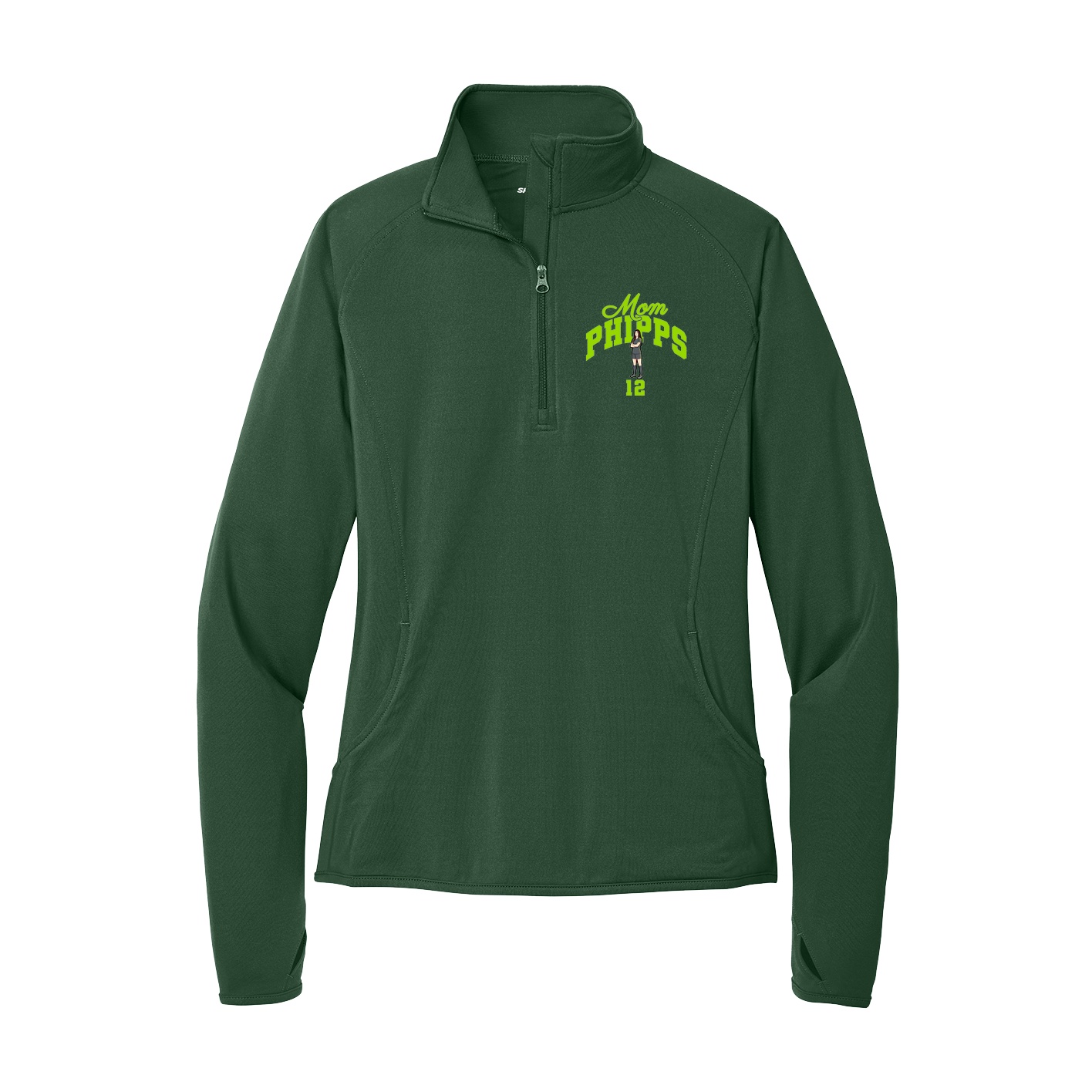 Women's Q-Zip Pullover — Mothers Day Arch in Green