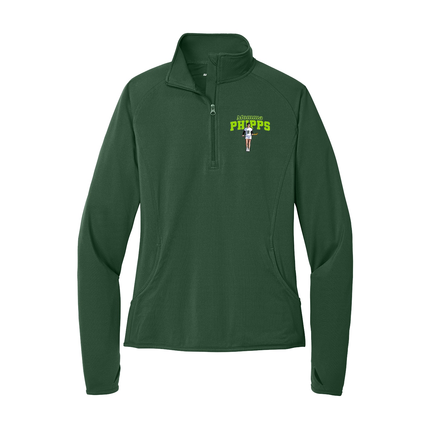 Women's Q-Zip Pullover — Mothers Day Block in Green