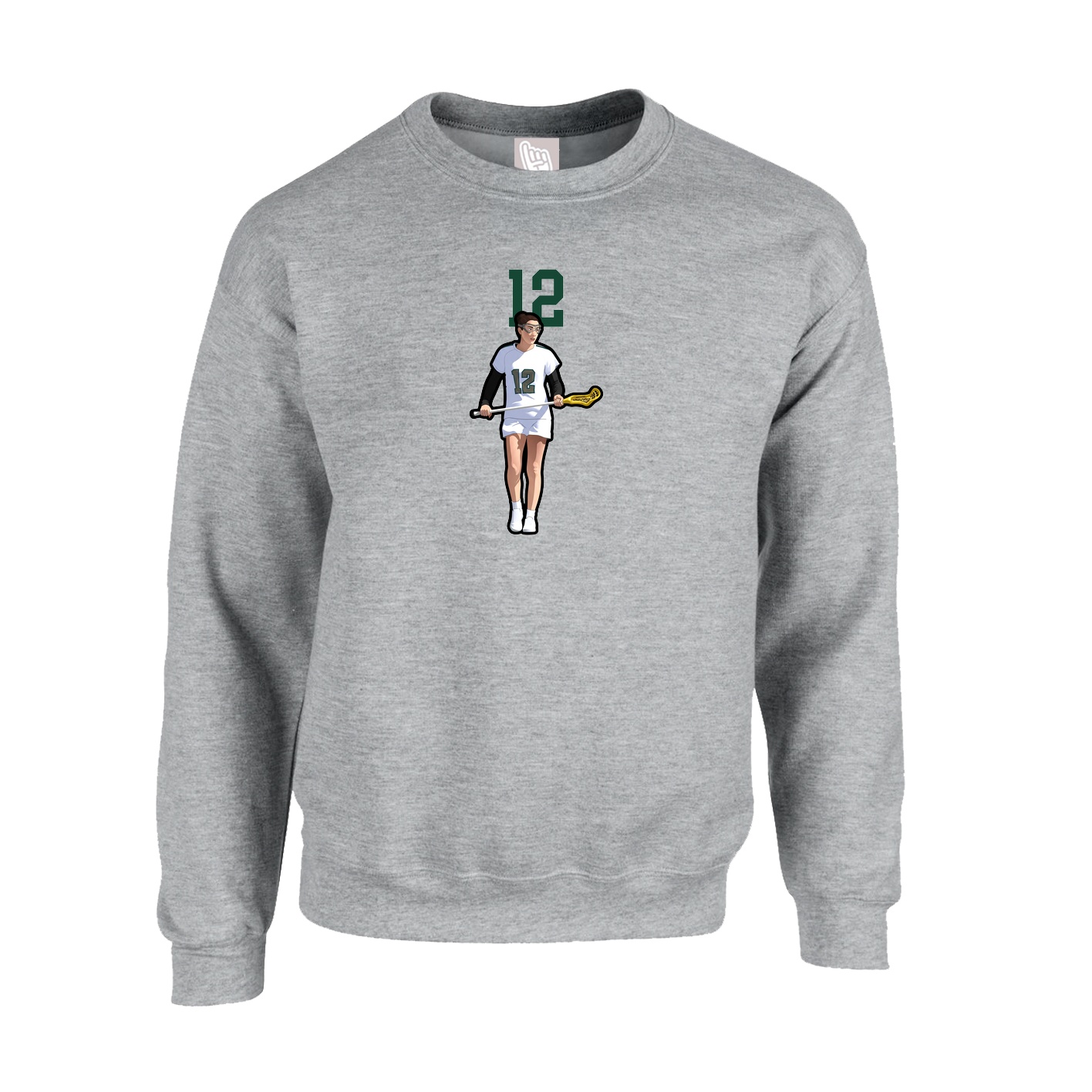 Fleece Crew — Number Top in Grey