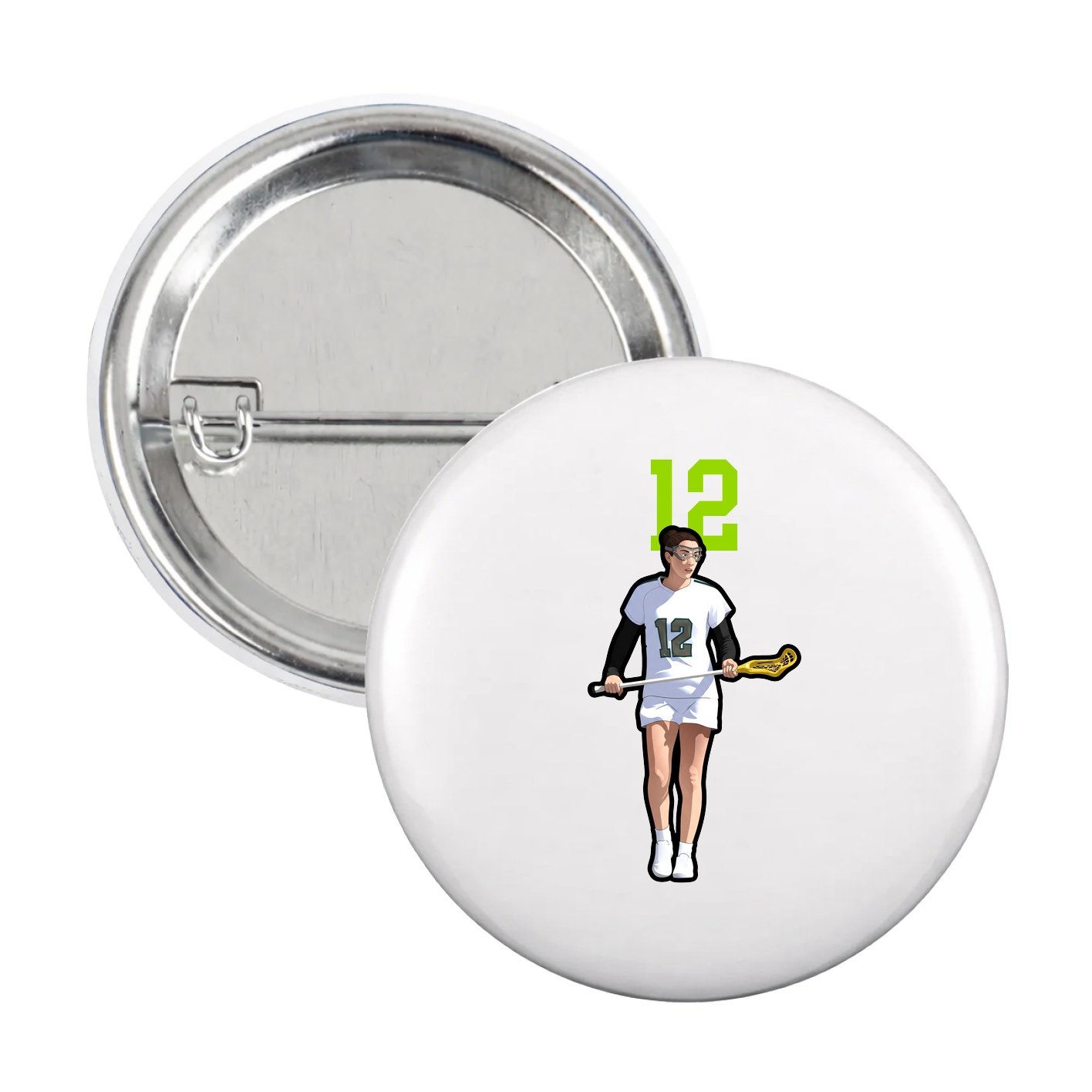 Game Day Button — Number Top in White