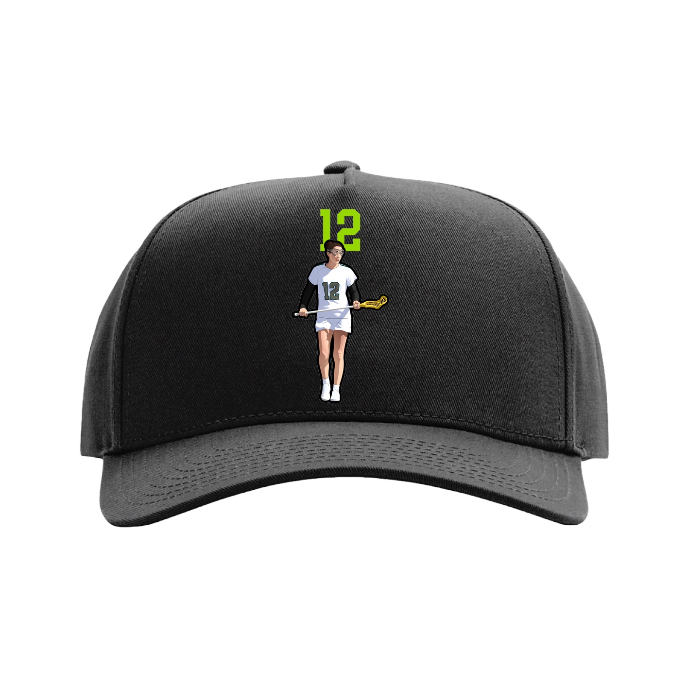 Full Fabric Five-Panel Champ Cap — Number Top in Black