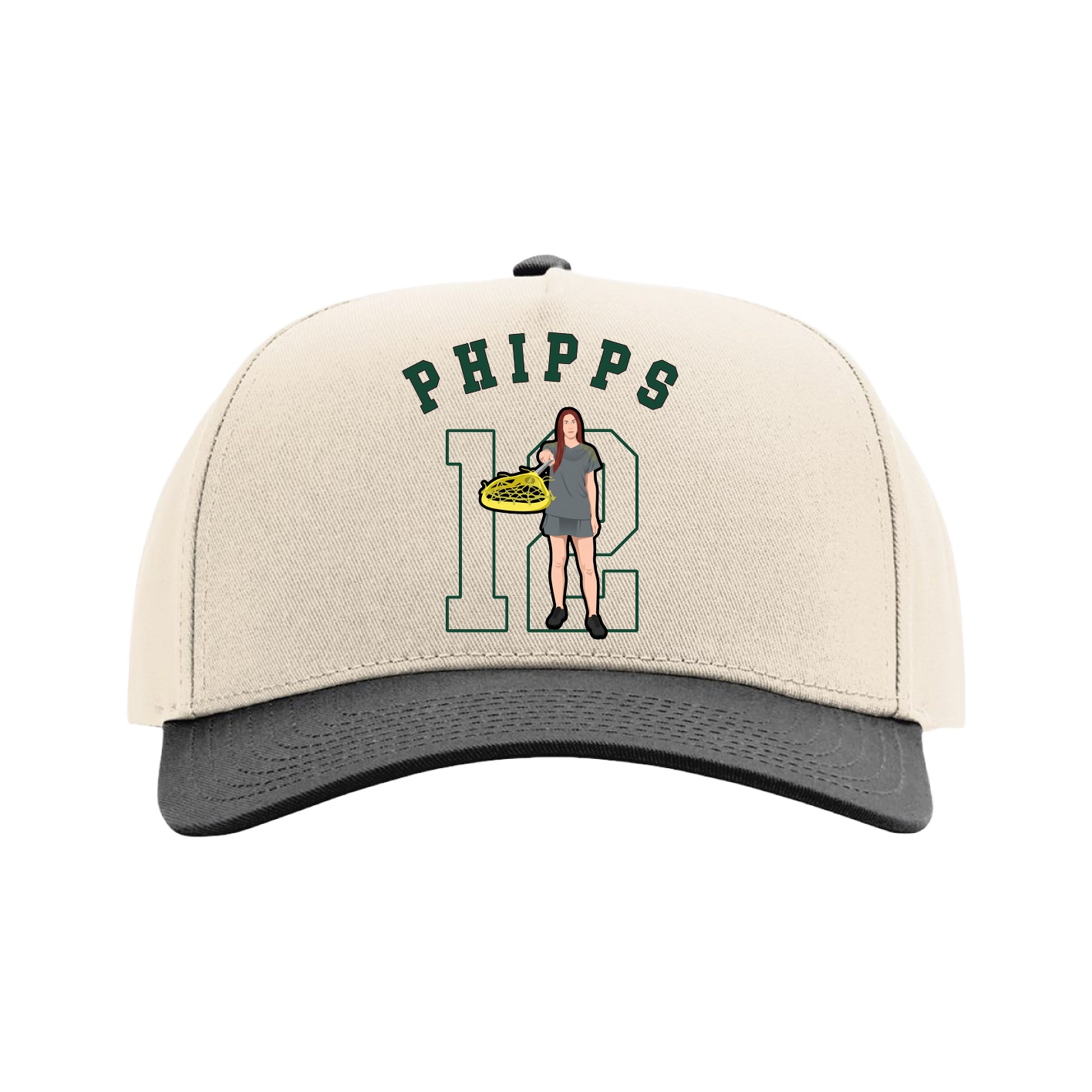 Full Fabric Five-Panel Champ Cap — Shirsey Arch in Cream/Black
