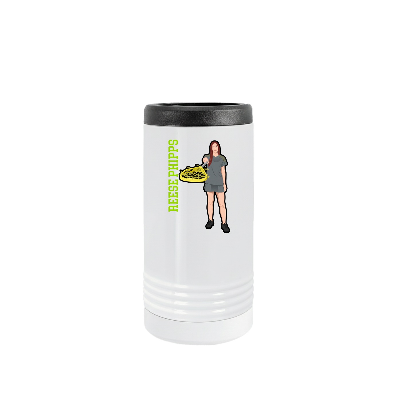 Slim Beverage Holder — Name Vertical in White