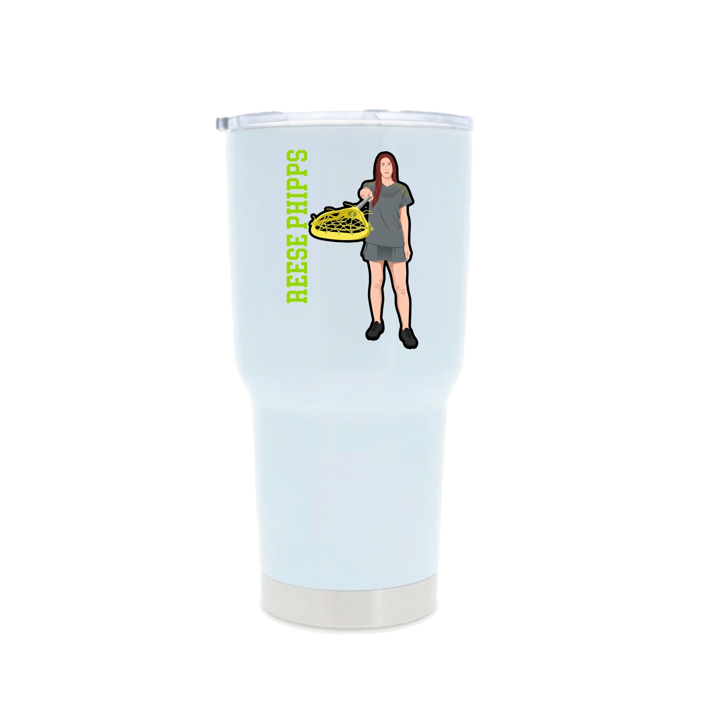 30oz Stainless Steel Tumbler — Name Vertical in White