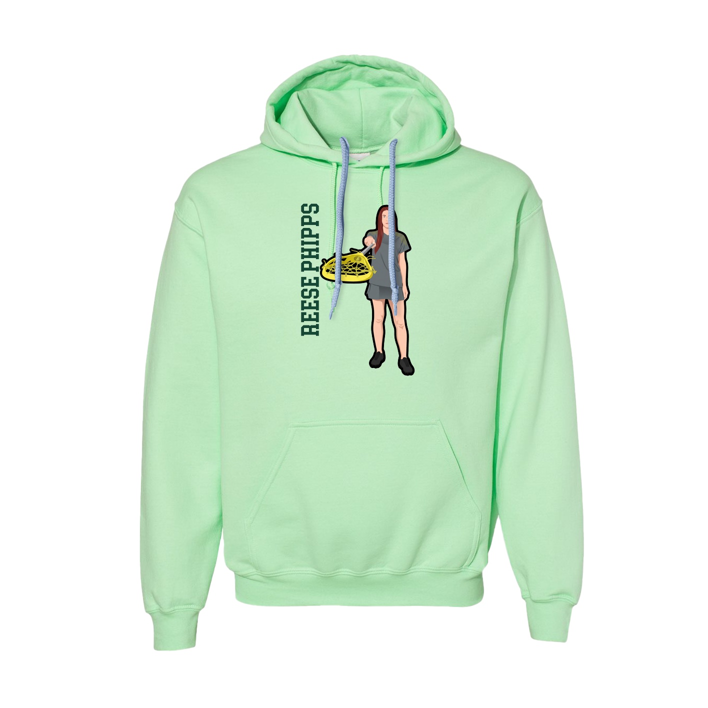 Hoodie — Name Vertical in Green