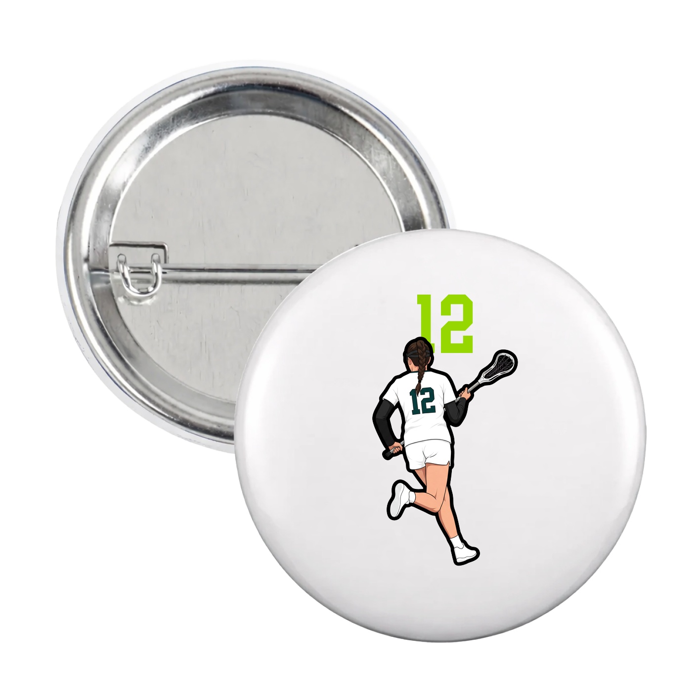 Game Day Button — Number Top in White