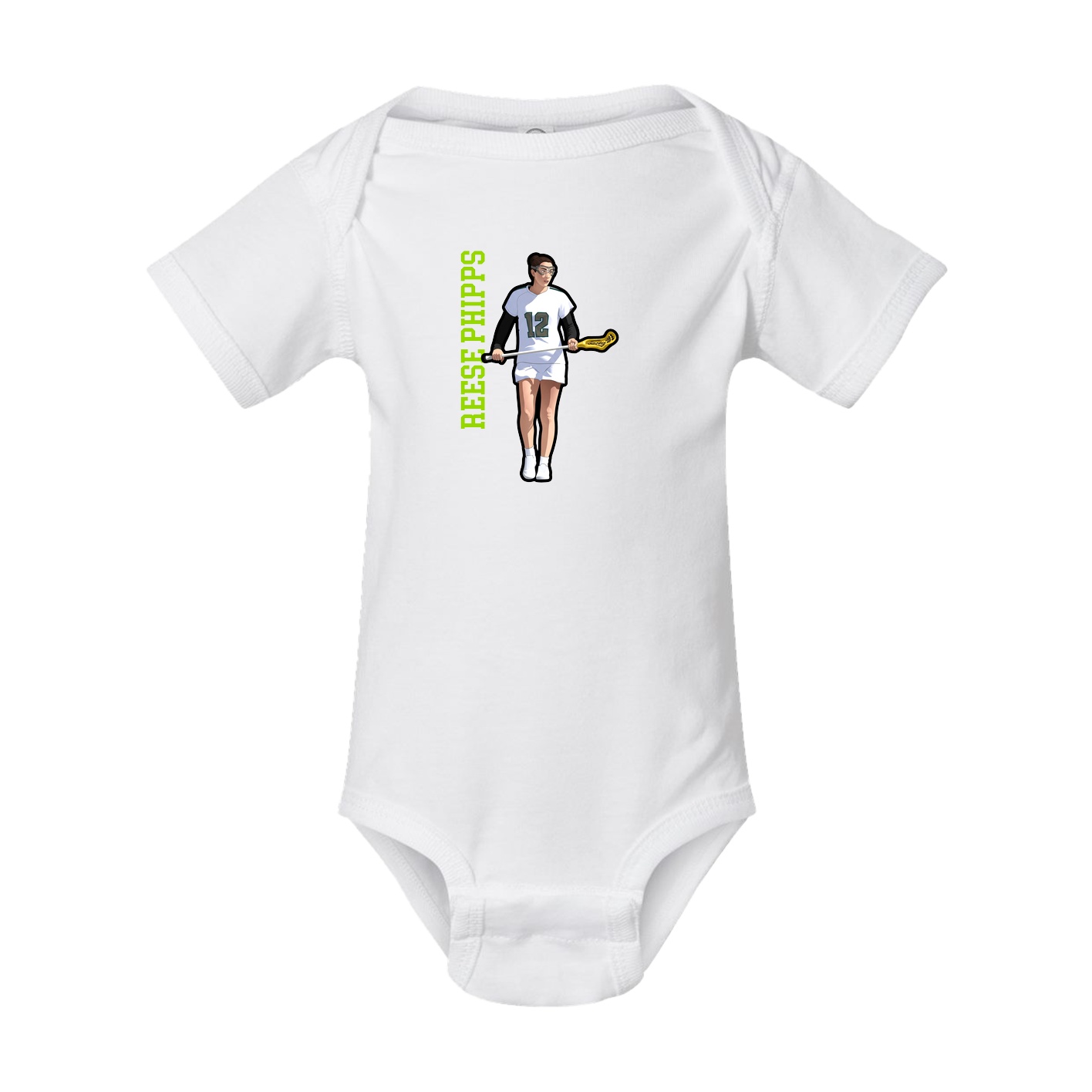 Baby Onesie — Name Vertical in White