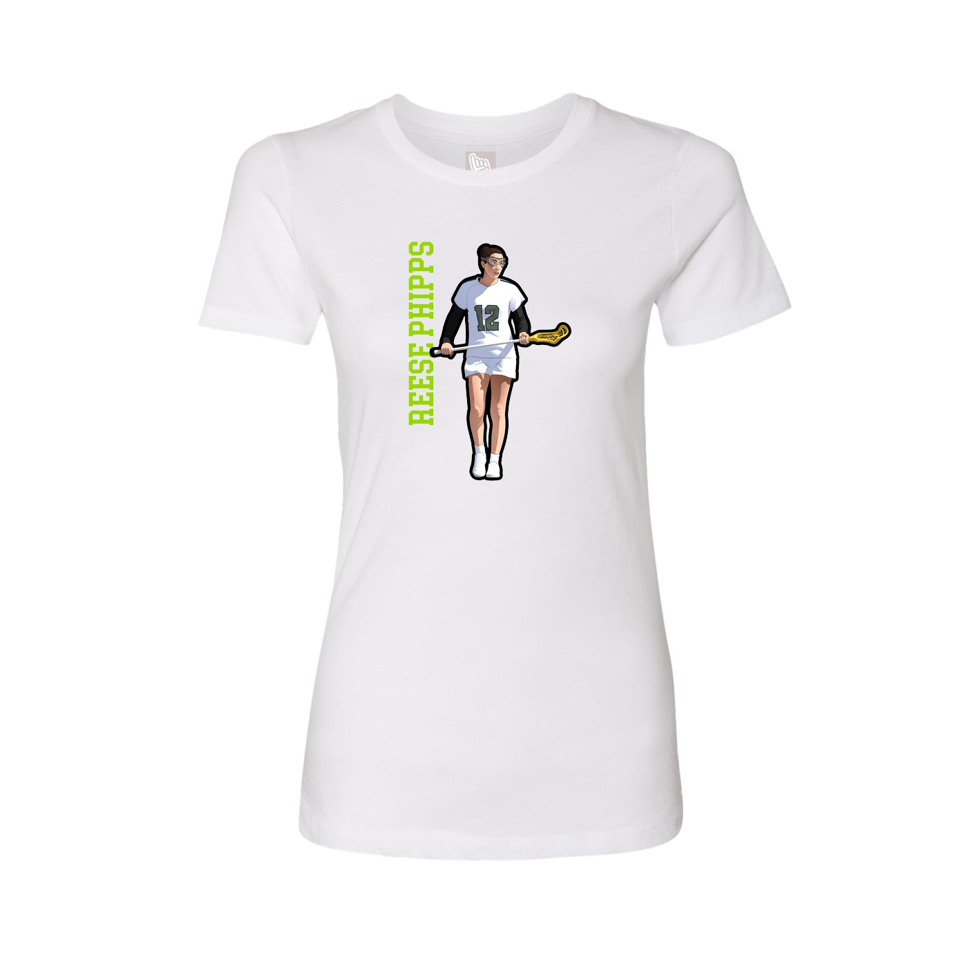 Fitted Women's Tee — Name Vertical in White
