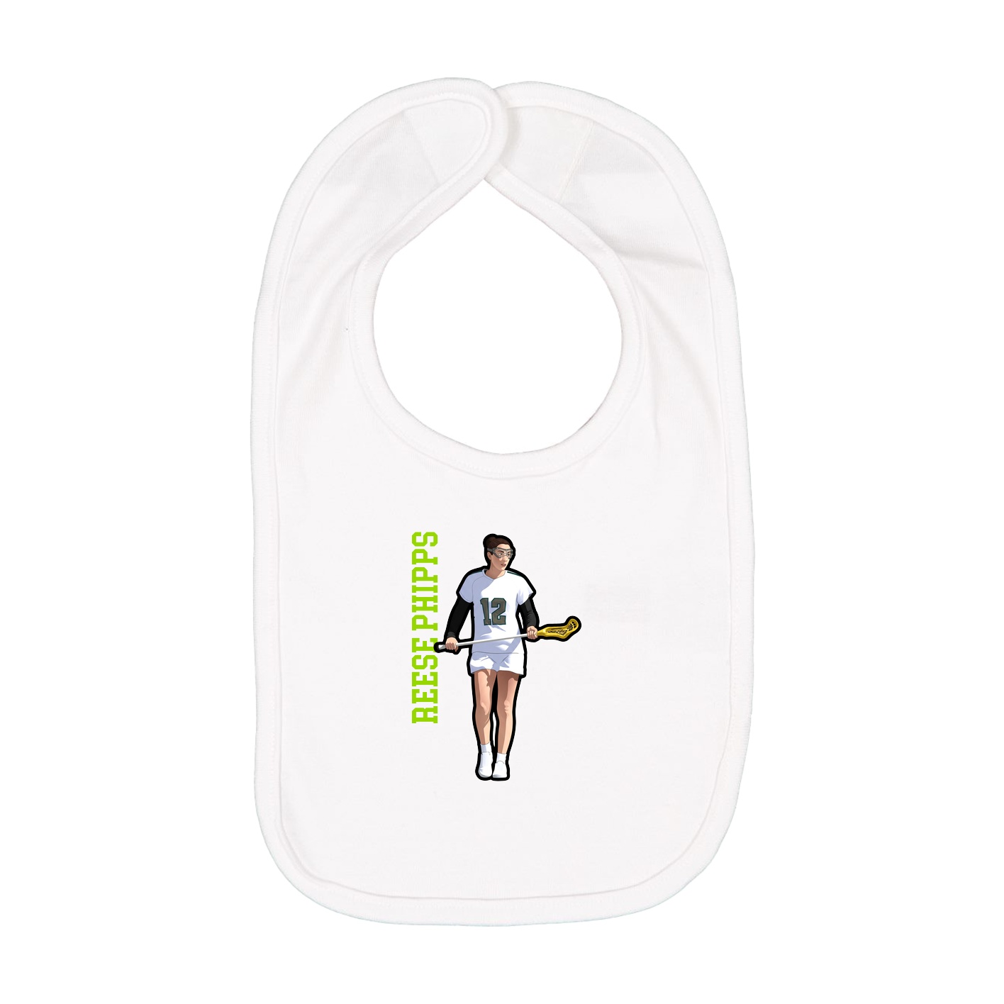 Infant Bib — Name Vertical in White