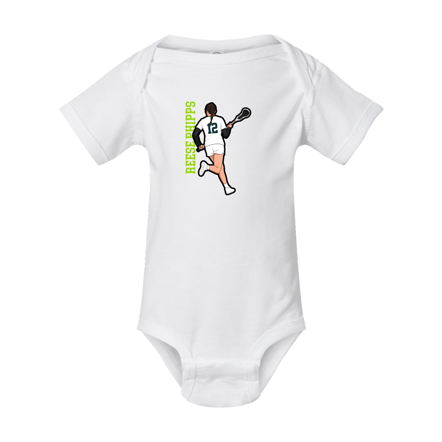 Baby Onesie — Name Vertical in White