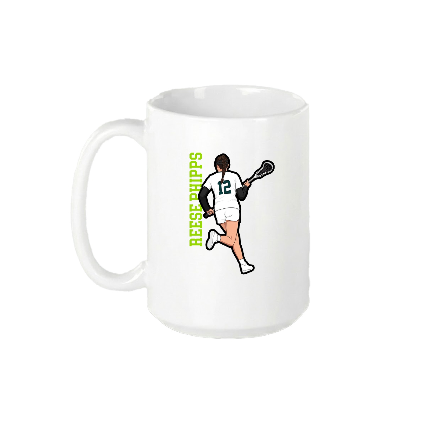 15oz Coffee Mug — Name Vertical in White