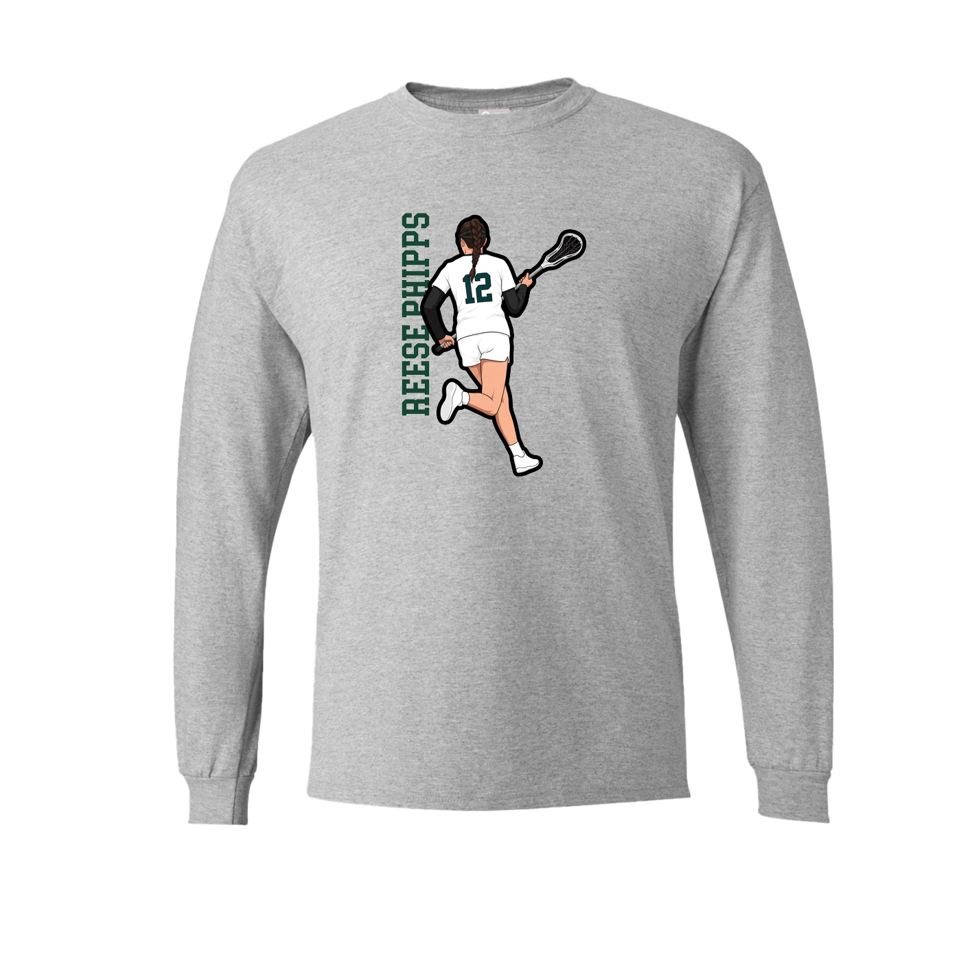 Long Sleeve Tee — Name Vertical in Grey