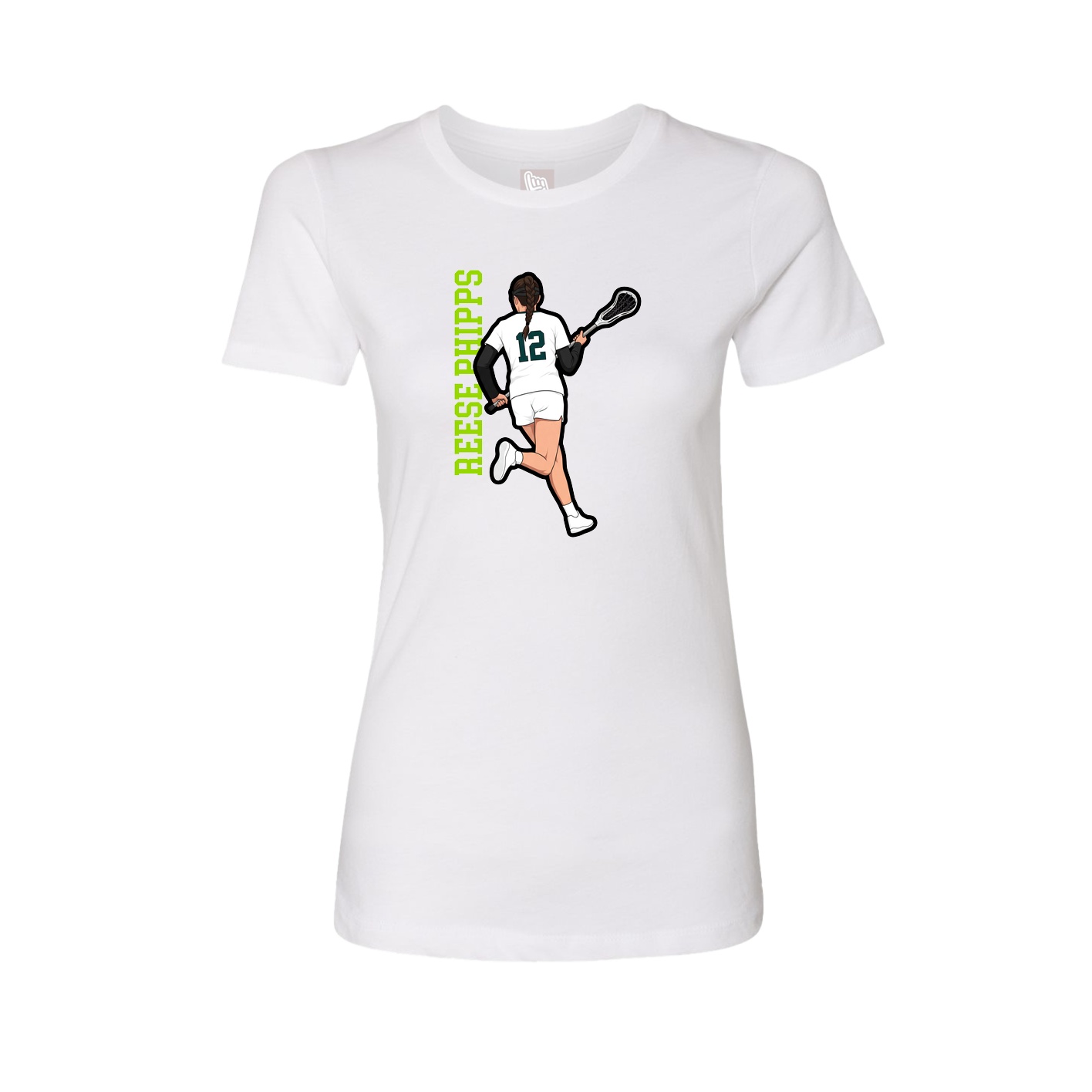 Fitted Women's Tee — Name Vertical in White