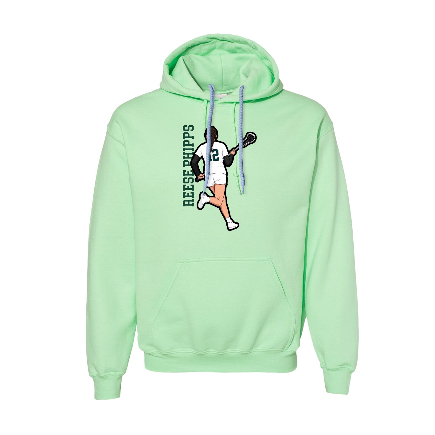 Hoodie — Name Vertical in Green
