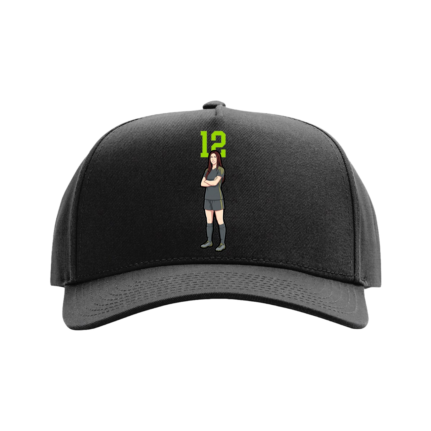 Full Fabric Five-Panel Champ Cap — Number Top in Black