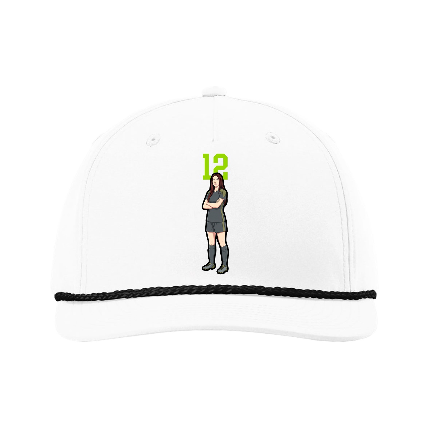 Five-Panel Classic Rope Cap — Number Top in White