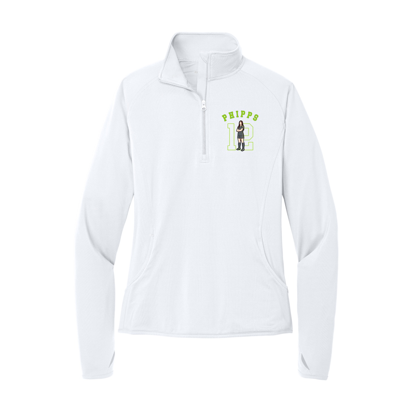 Women's Q-Zip Pullover — Shirsey Arch in White