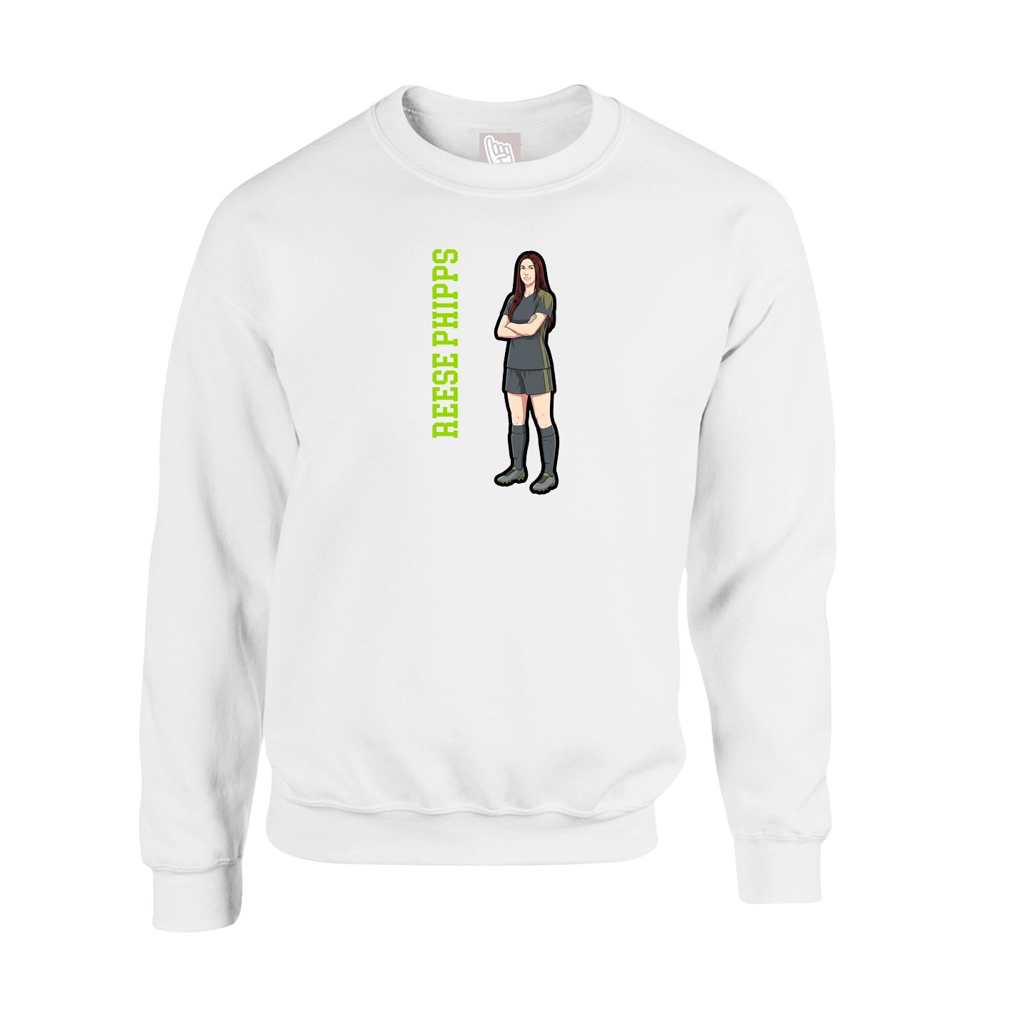 Fleece Crew — Name Vertical in White