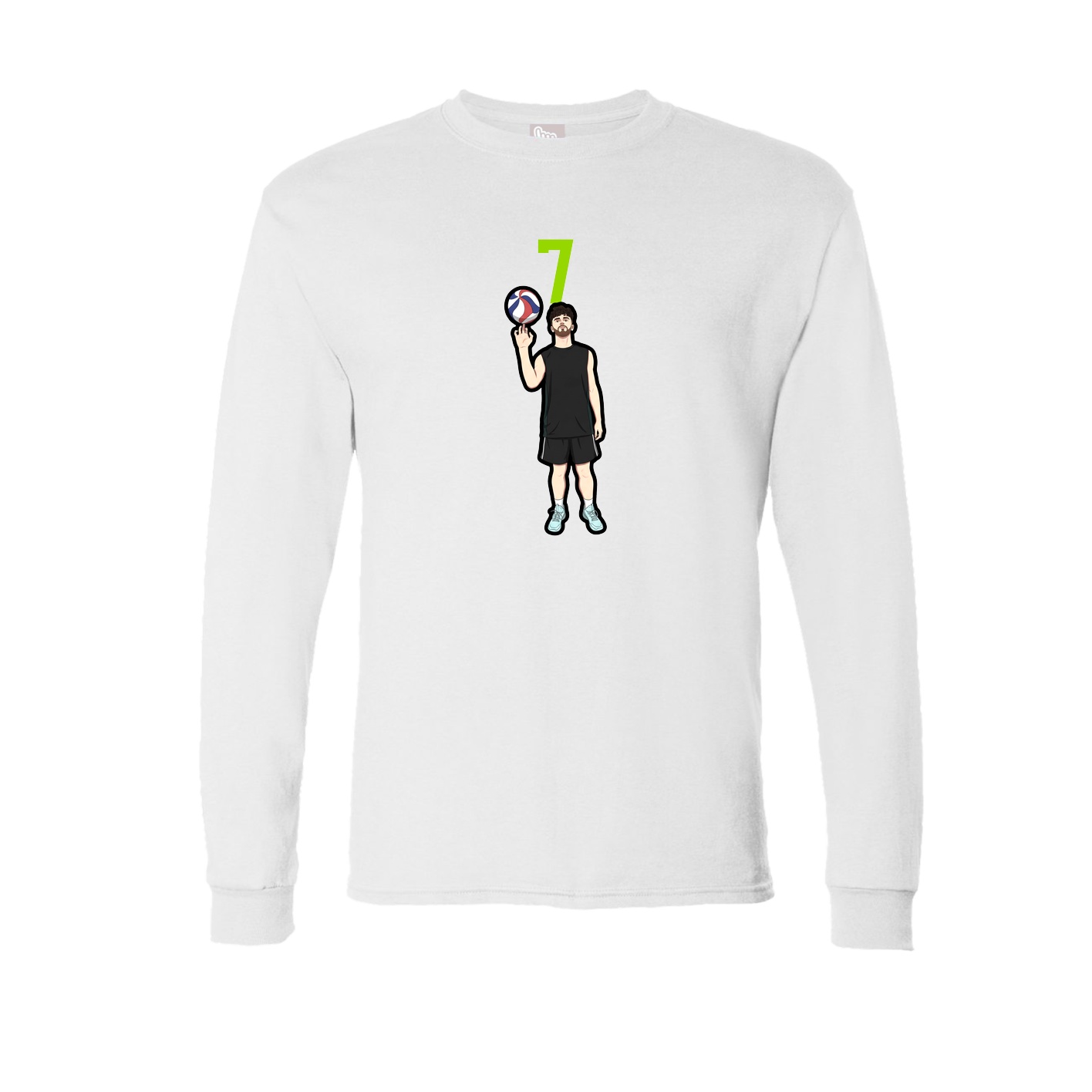 Long Sleeve Tee — Number Top in White