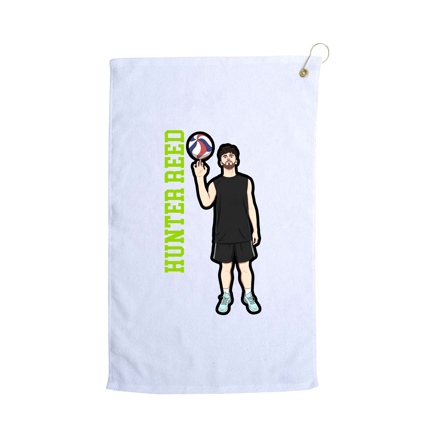 Golf Towel — Name Vertical in White