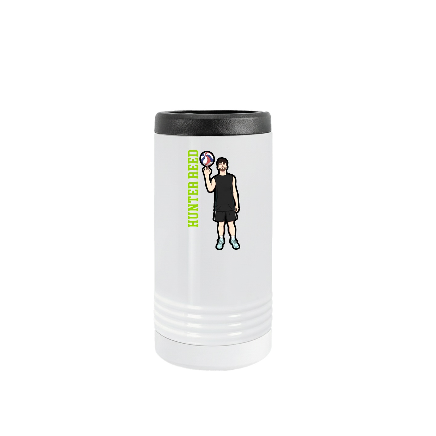 Slim Beverage Holder — Name Vertical in White