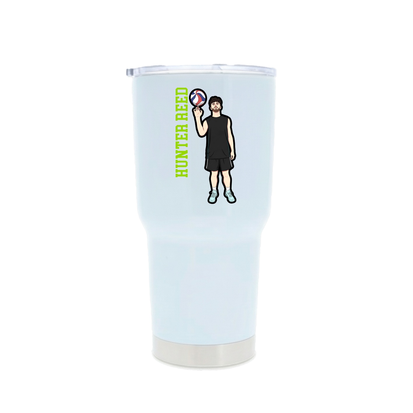 30oz Stainless Steel Tumbler — Name Vertical in White