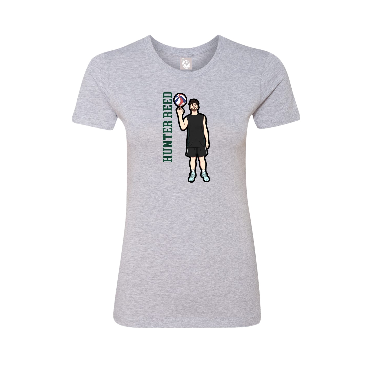 Fitted Women's Tee — Name Vertical in Grey