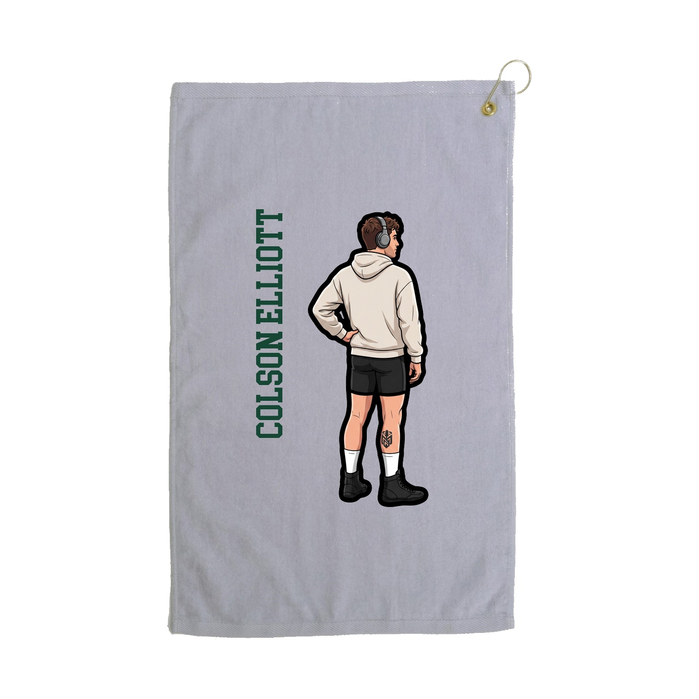 Golf Towel — Name Vertical in Grey