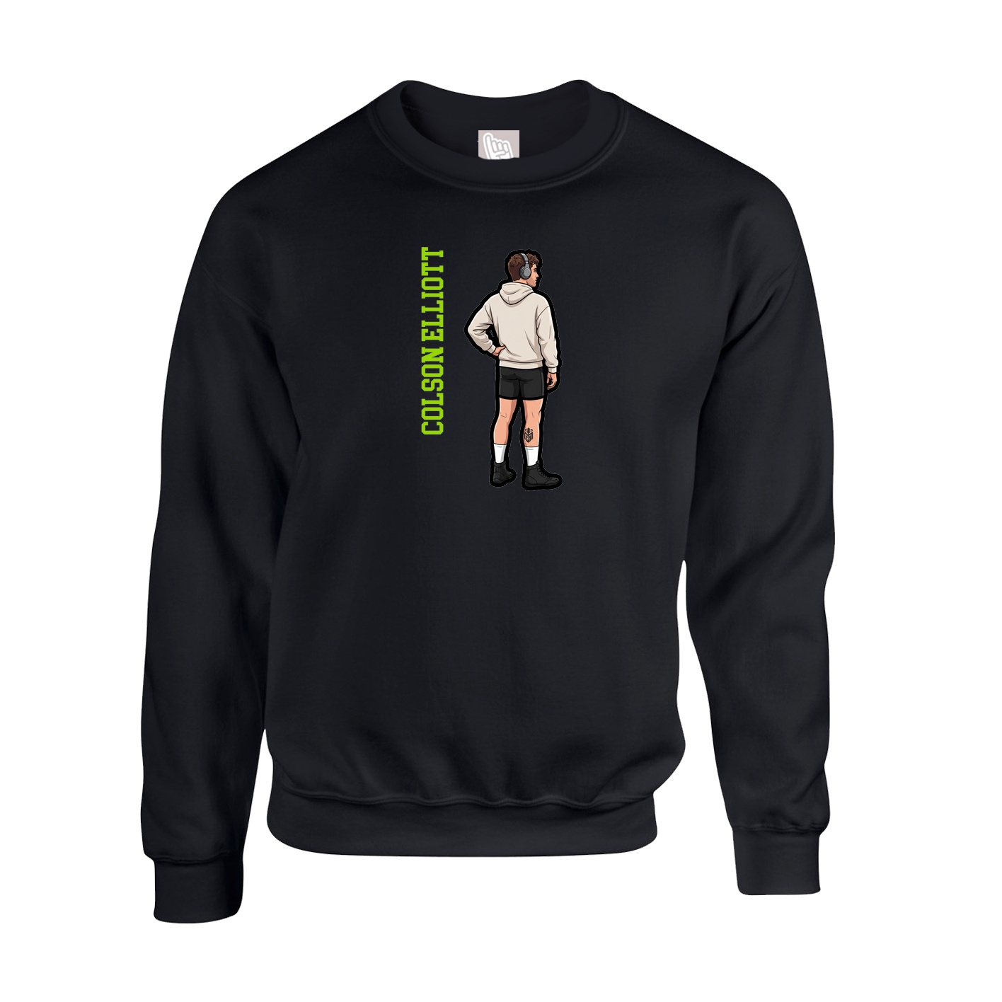 Fleece Crew — Name Vertical in Black