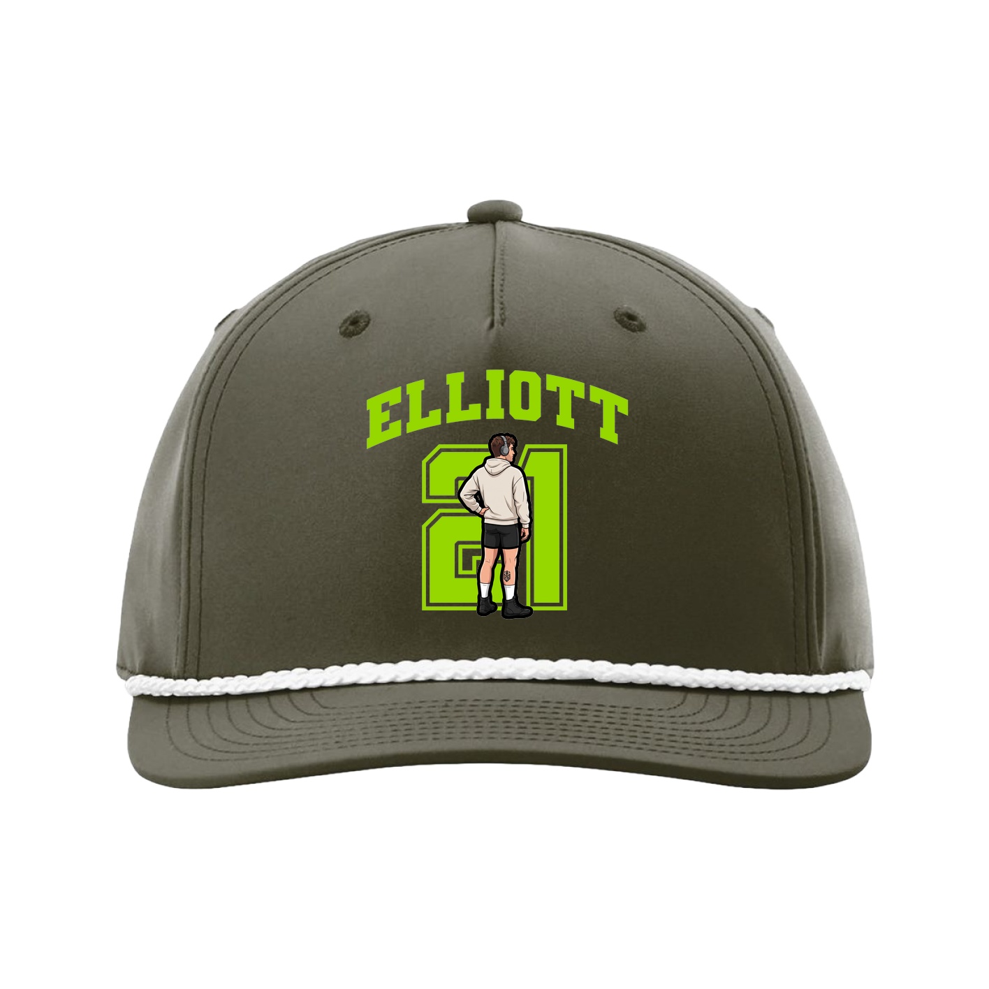 Five-Panel Classic Rope Cap — Number in Green
