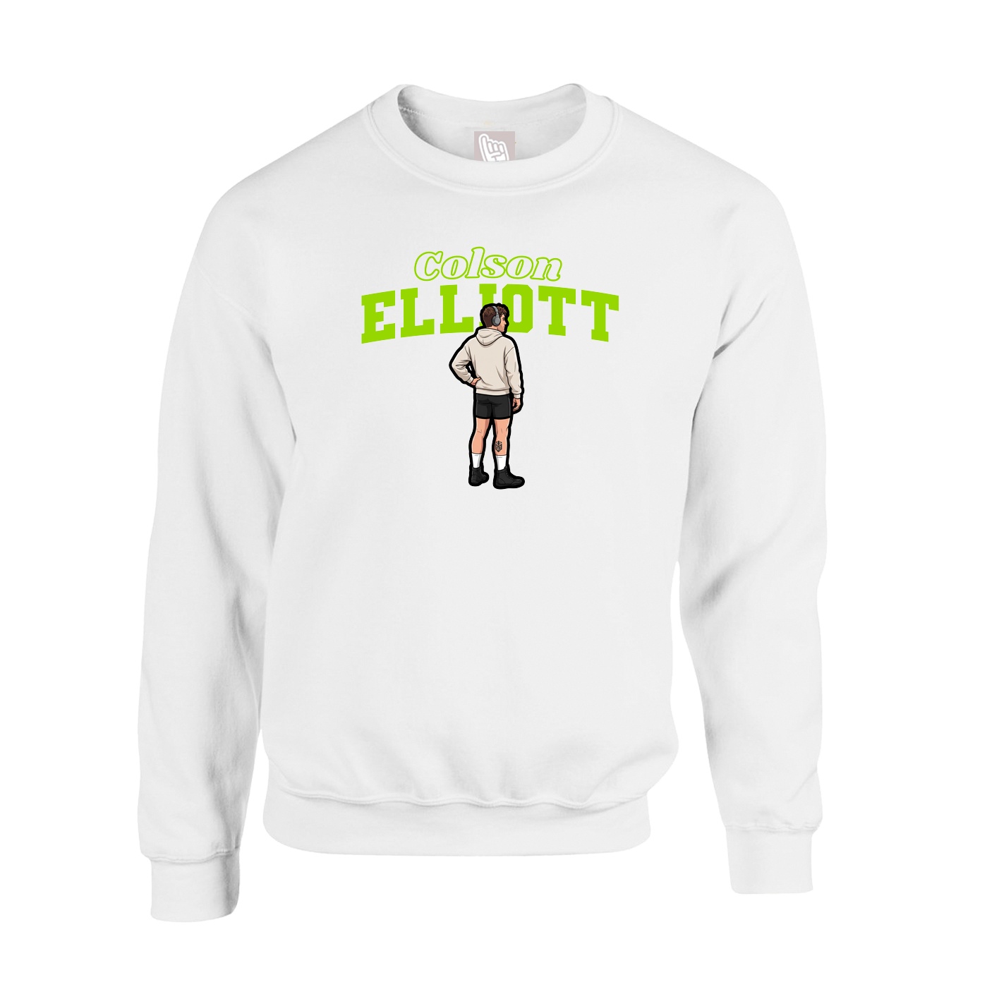 Fleece Crew — Name Arch in White