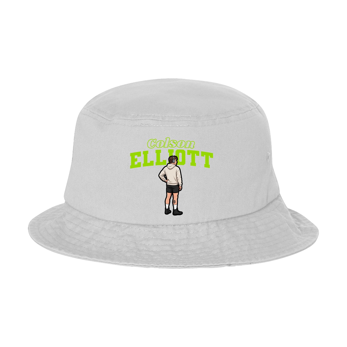 Bucket Cap — Name Arch in White