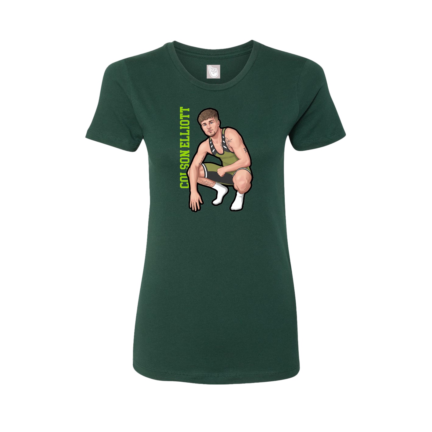 Fitted Women's Tee — Name Vertical in Green
