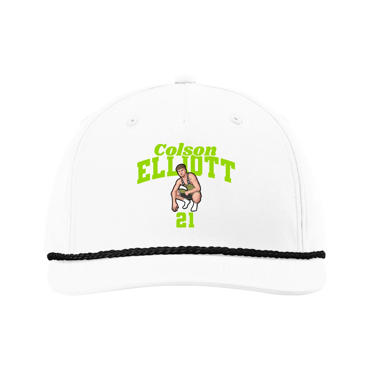 Five-Panel Classic Rope Cap — Signature Arch in White