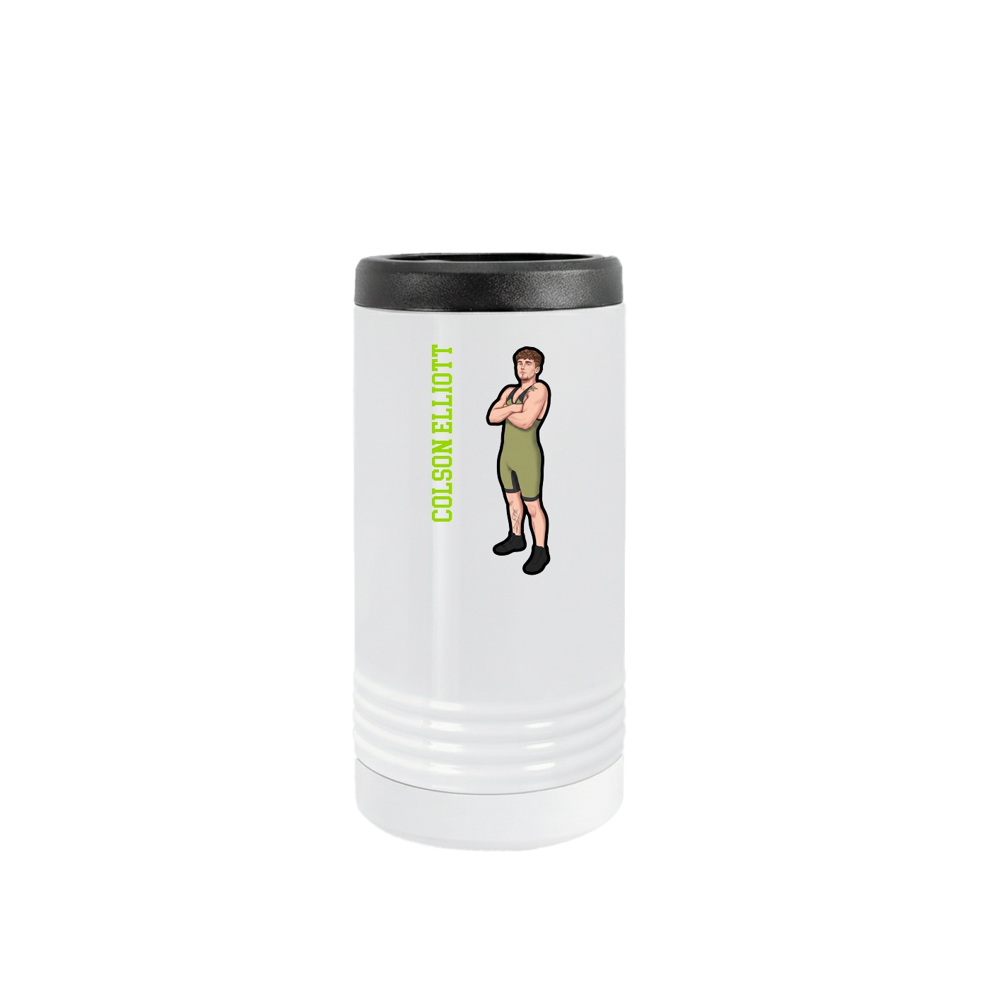Slim Beverage Holder — Name Vertical in White