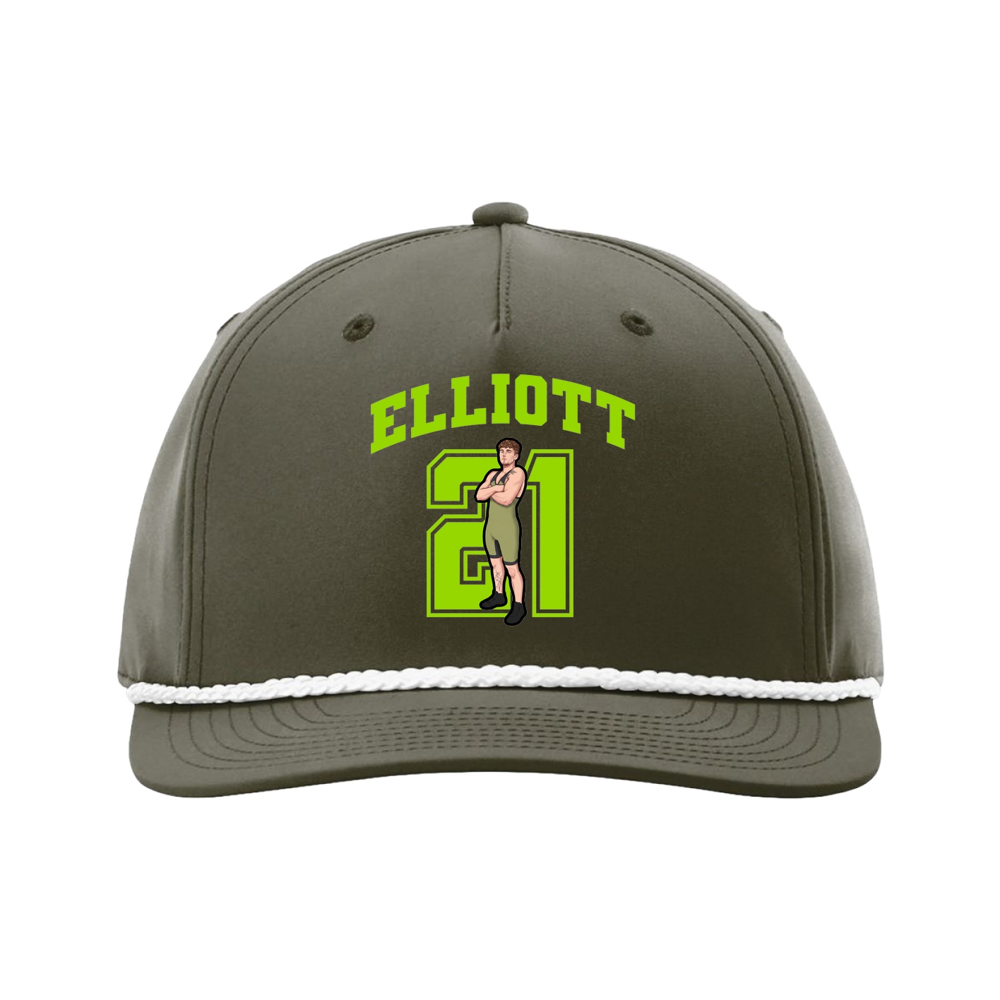 Five-Panel Classic Rope Cap — Number in Green